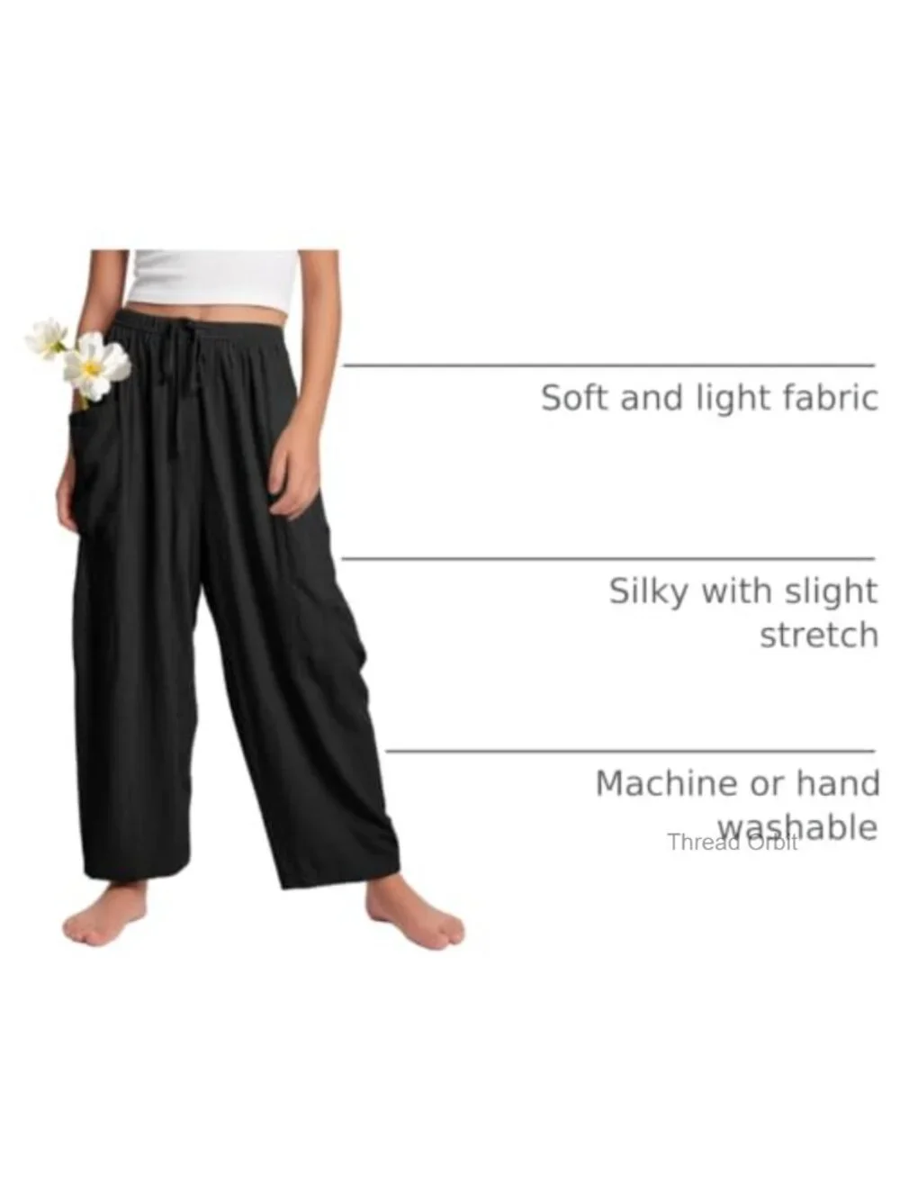 Girls Wide Leg Pants Flowy Elastic Waist Palazzo Harem Trousers with Pockets